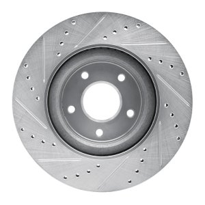 Infiniti JX35 Brake Rotor (1) - Front Right - R1 Concepts - Drilled & Slotted - Silver - `13-`25